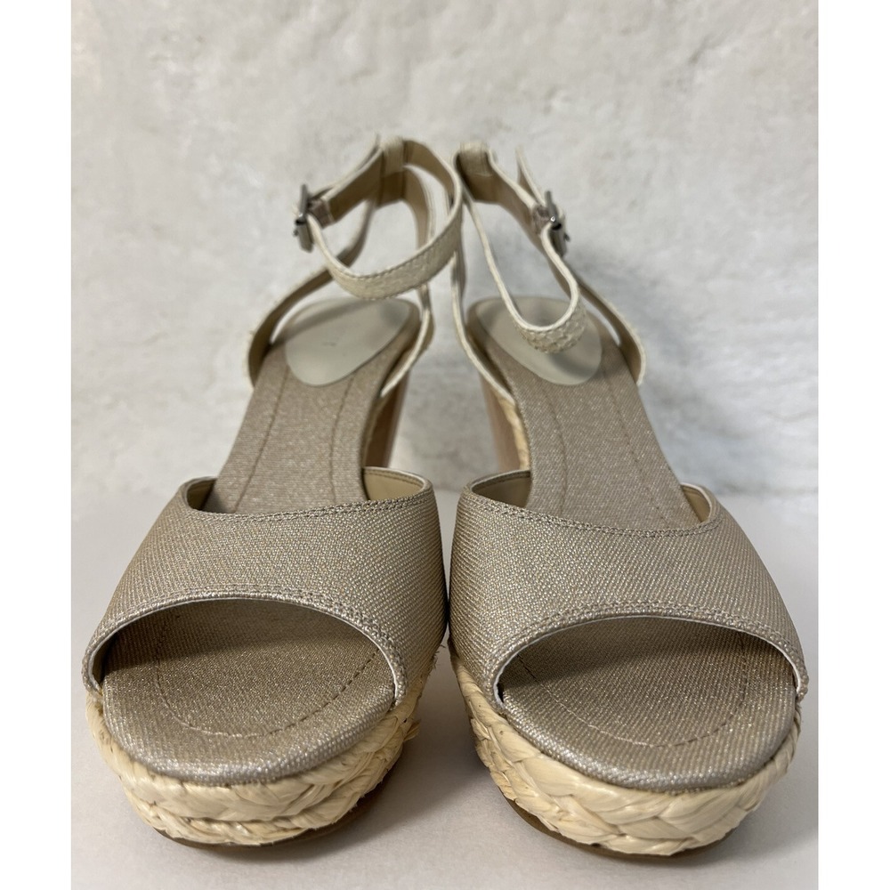 Nine West Textile Snakeskin Ankle Strap Woven Platform Chunky Sandal Heel Sz 8 - Picture 5 of 11